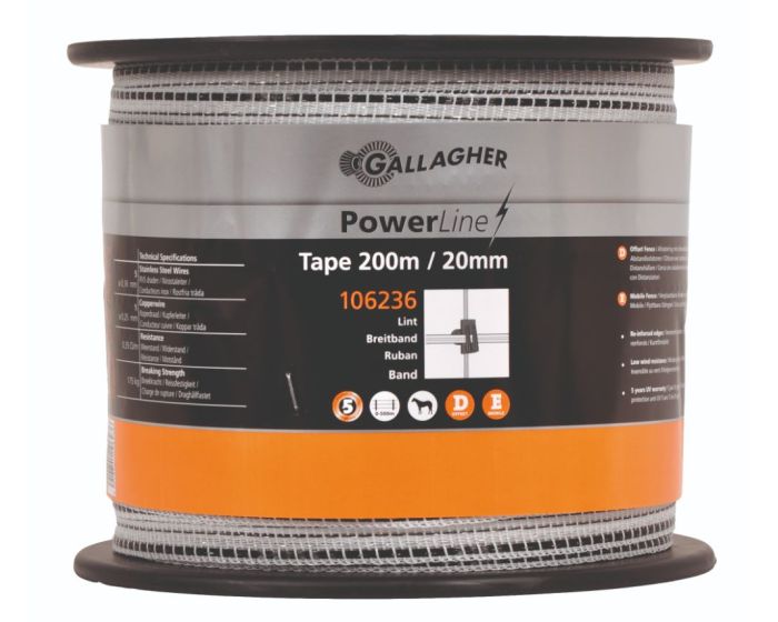 Páska Gallagher PowerLine 20mm bílá 200m main product photo